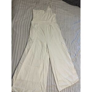 White Cotton Amazon One Shoulder Jumpsuit Size XL